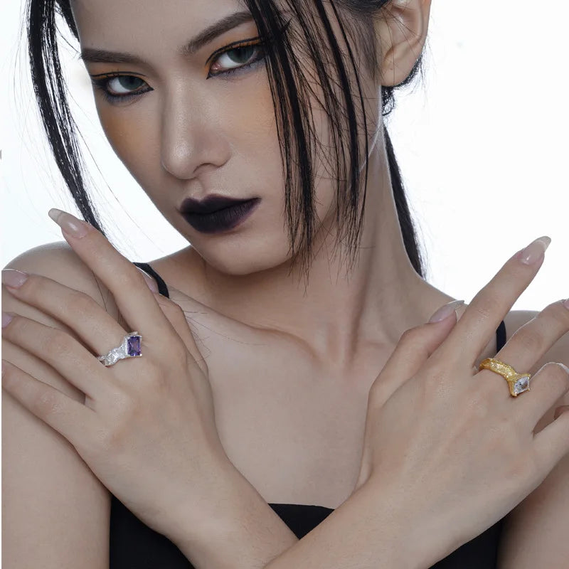 Matte Texture CZ Ring R1251