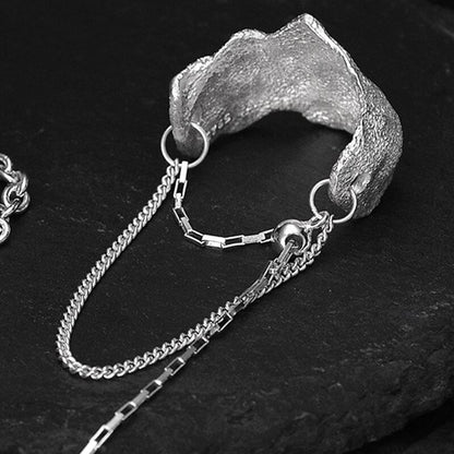 Matte Textured Chains Wide Ring R1260