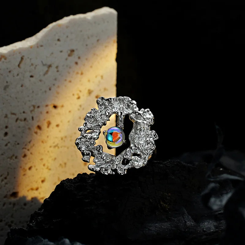 Moonstone Abstract Flower Ring R1243