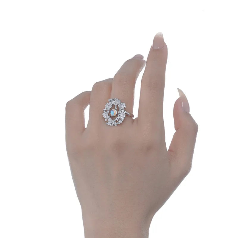 Moonstone Abstract Flower Ring R1243
