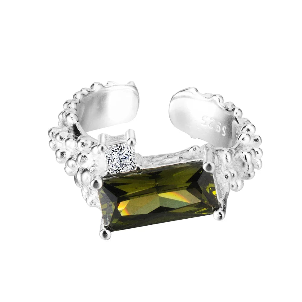 Olive CZ Irregular Ring R1188