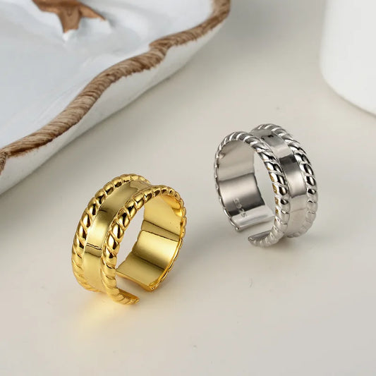 Rope Pattern Wide Ring R1142