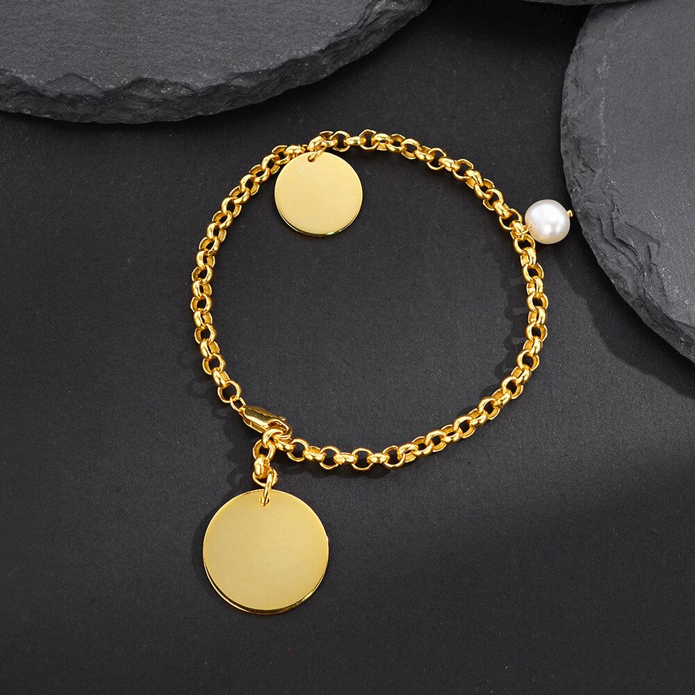 Discs Rolo Chain Bracelet B1014