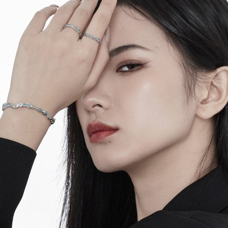 Alien Blue Enamel Scrunched Bangle B1011