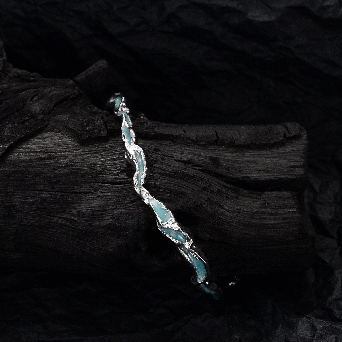 Alien Blue Enamel Scrunched Bangle B1011