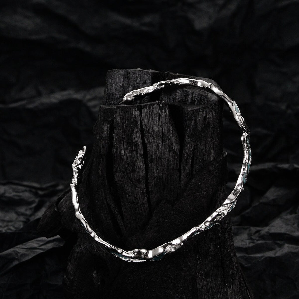 Alien Blue Enamel Scrunched Bangle B1011