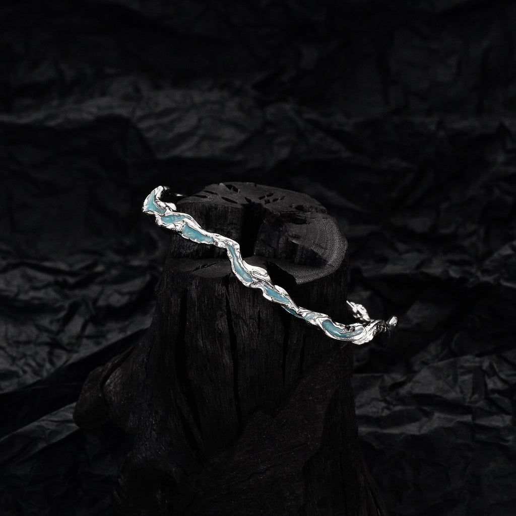 Alien Blue Enamel Scrunched Bangle B1011