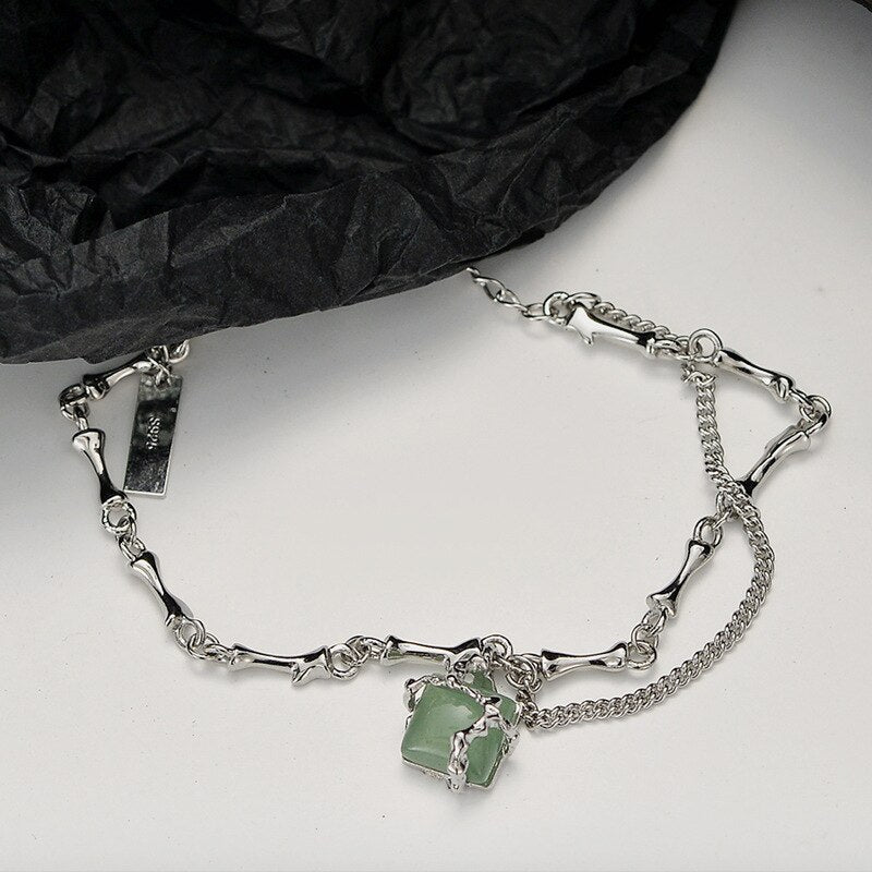 Bamboo Knots Wrapped Jade Bracelet B1018