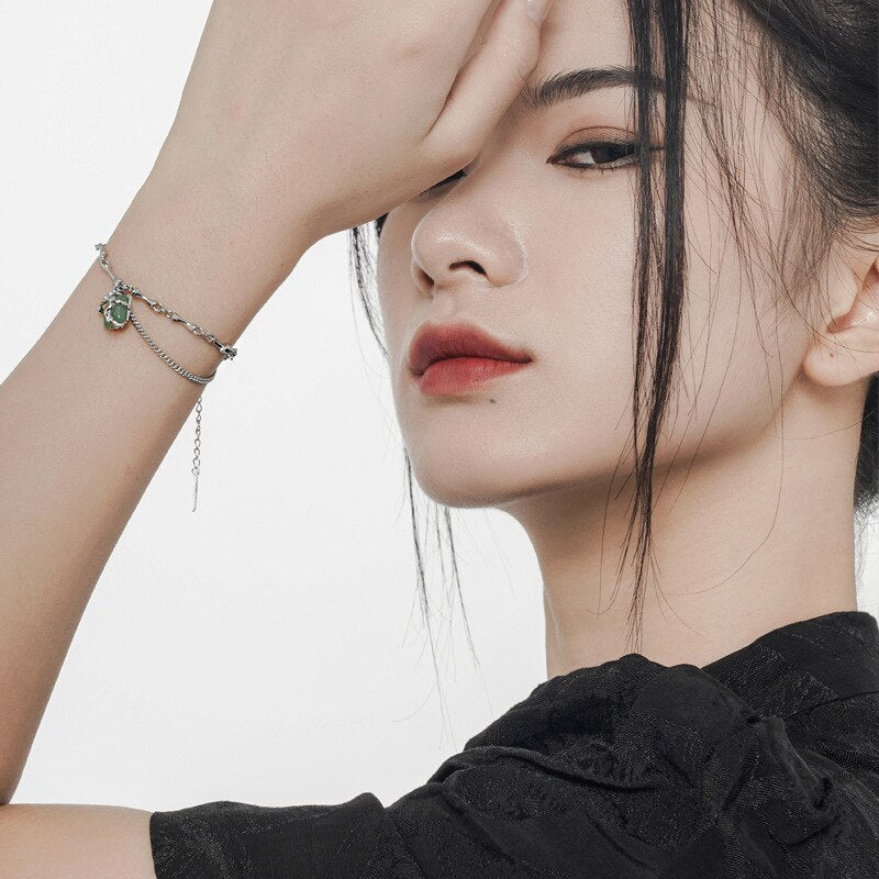 Bamboo Knots Wrapped Jade Bracelet B1018