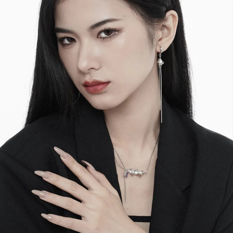 Baroque Pearl Long Chain Earring E1111, 1 Piece