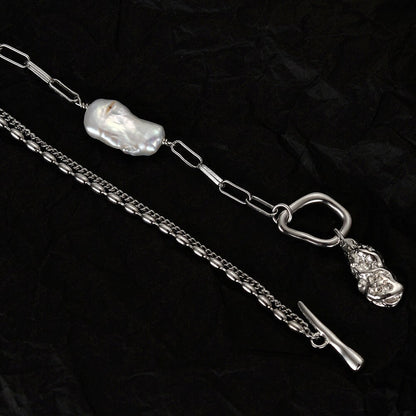 Collier chaîne à perles baroques N1035