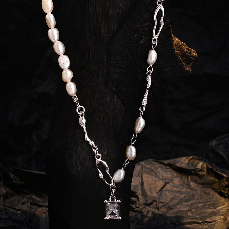 Baroque Pearl Irregular Link Necklace N1043