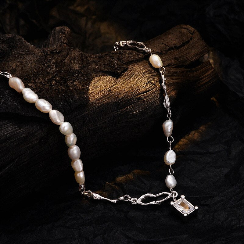 Baroque Pearl Irregular Link Necklace N1043