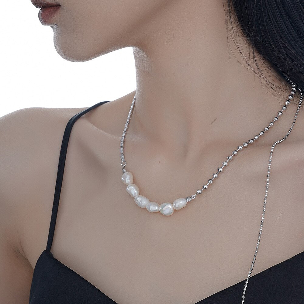 Multi Chain Baroque Pearl Necklace N1013