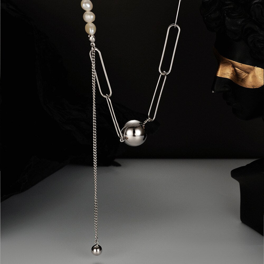 Drawn Chain Baroque Pearl Necklace N1032