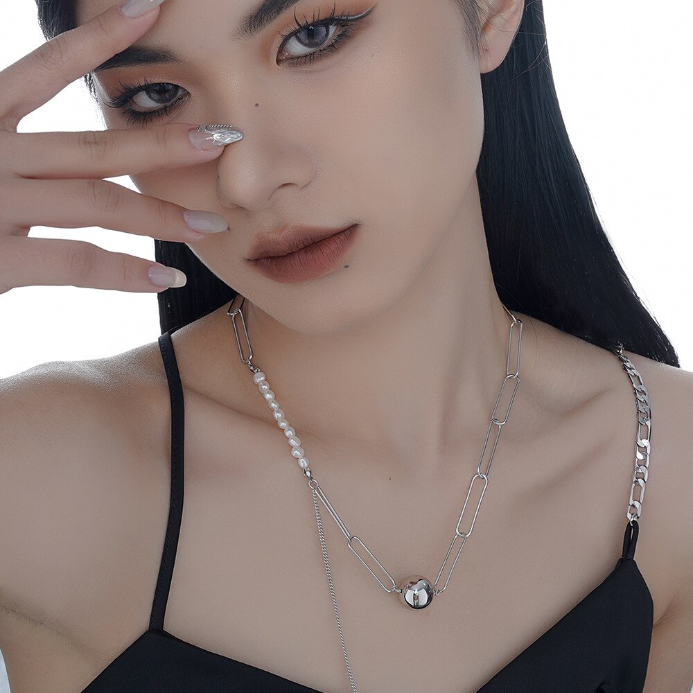 Drawn Chain Baroque Pearl Necklace N1032