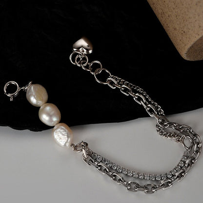 Bracelet multi-chaînes perles baroques B1036