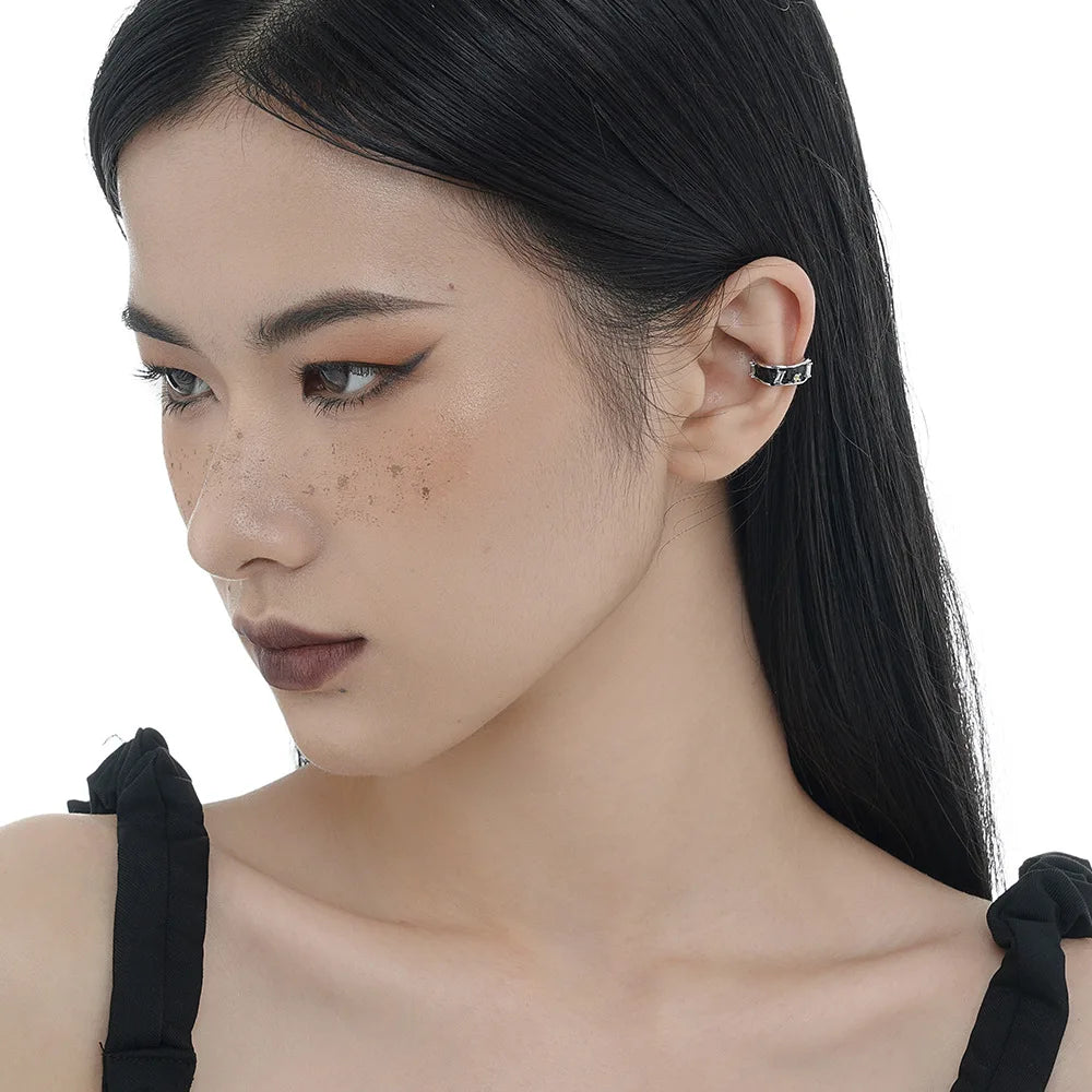 Black Enamel CZ Earring E1140, 1 Piece