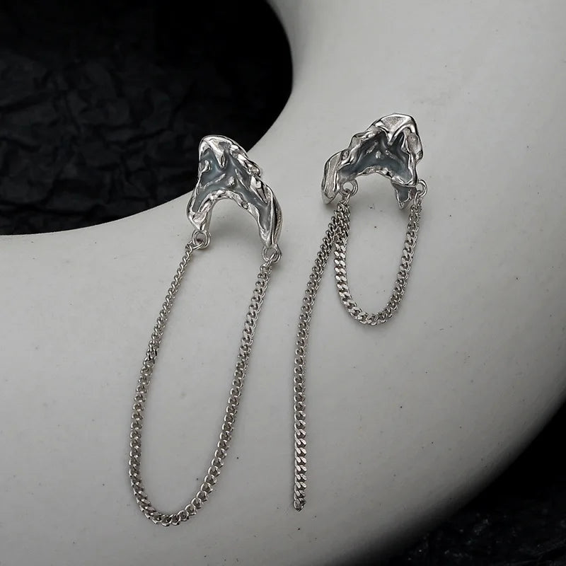 Blue Enamel Long Chain Earring E1126