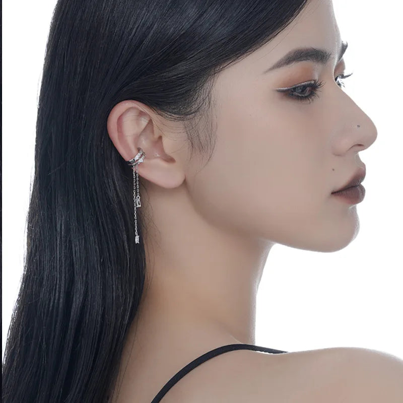 Chained CZ Huggies Ear Cuff E1129, 1 Piece