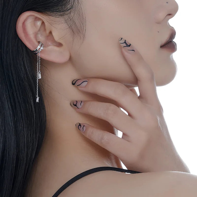 Chained CZ Huggies Ear Cuff E1129, 1 Piece