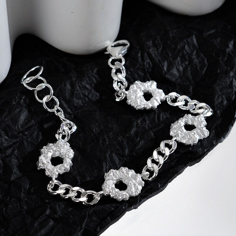 Crumpled Charms Curb Chain Bracelet B1005