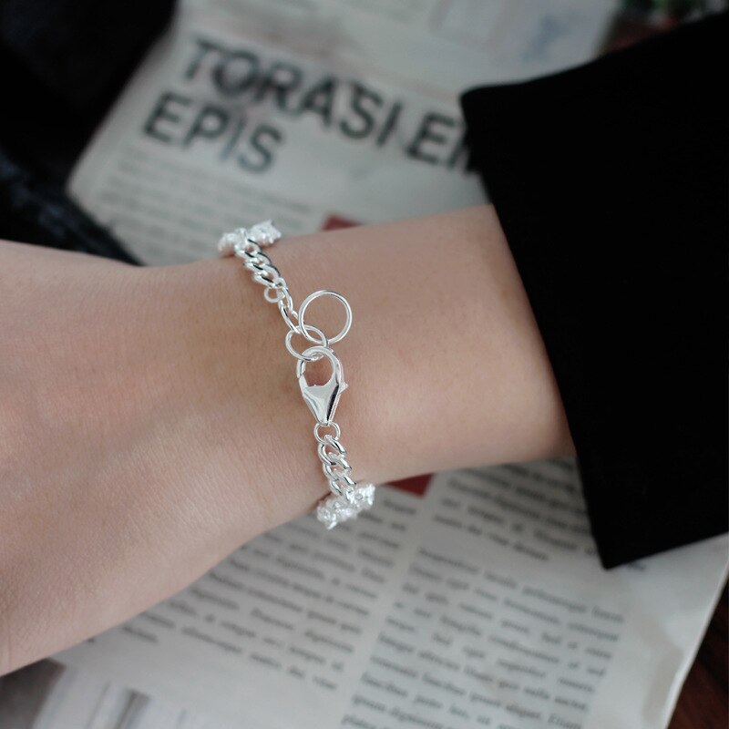 Crumpled Charms Curb Chain Bracelet B1005