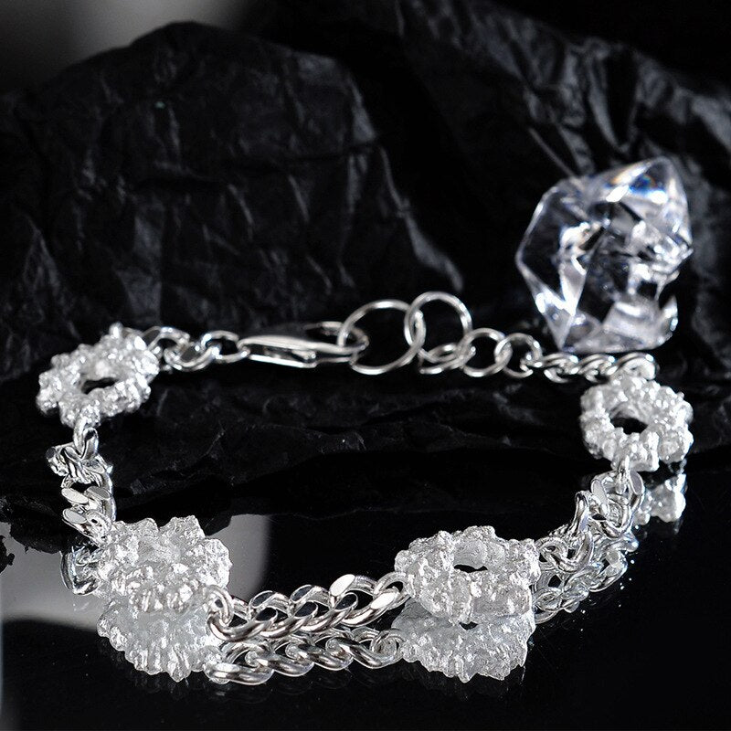Crumpled Charms Curb Chain Bracelet B1005