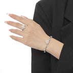 Agate Heart Crumpled Open Bangle B1050