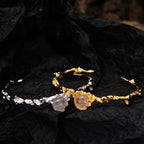Agate Heart Crumpled Open Bangle B1050