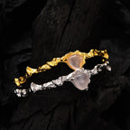Agate Heart Crumpled Open Bangle B1050