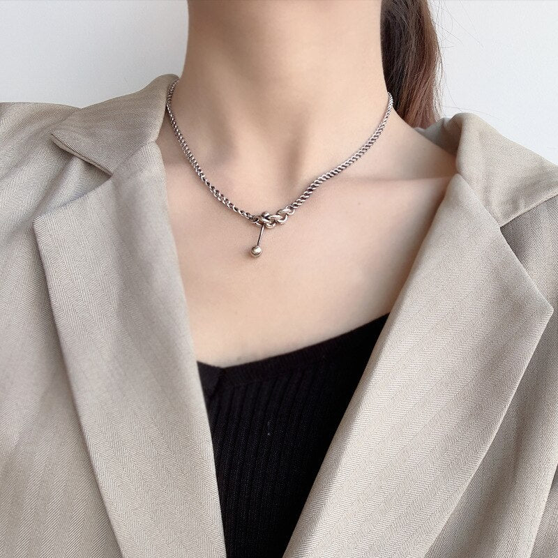 Dumbbell Charm Curb Chain Necklace N1008
