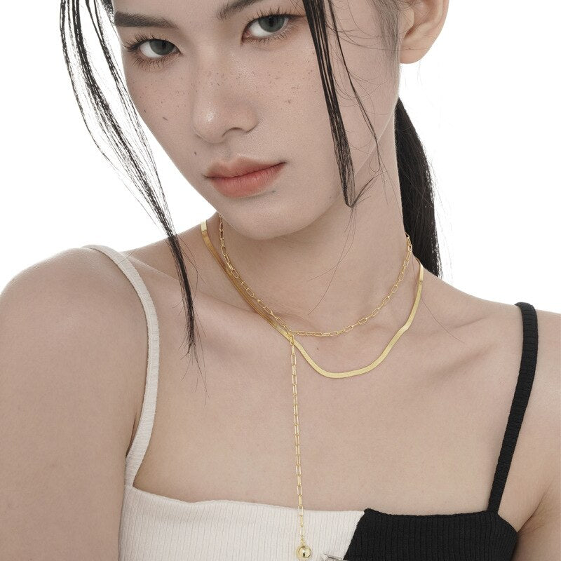 Snake Chain Elongated Necklace N1025