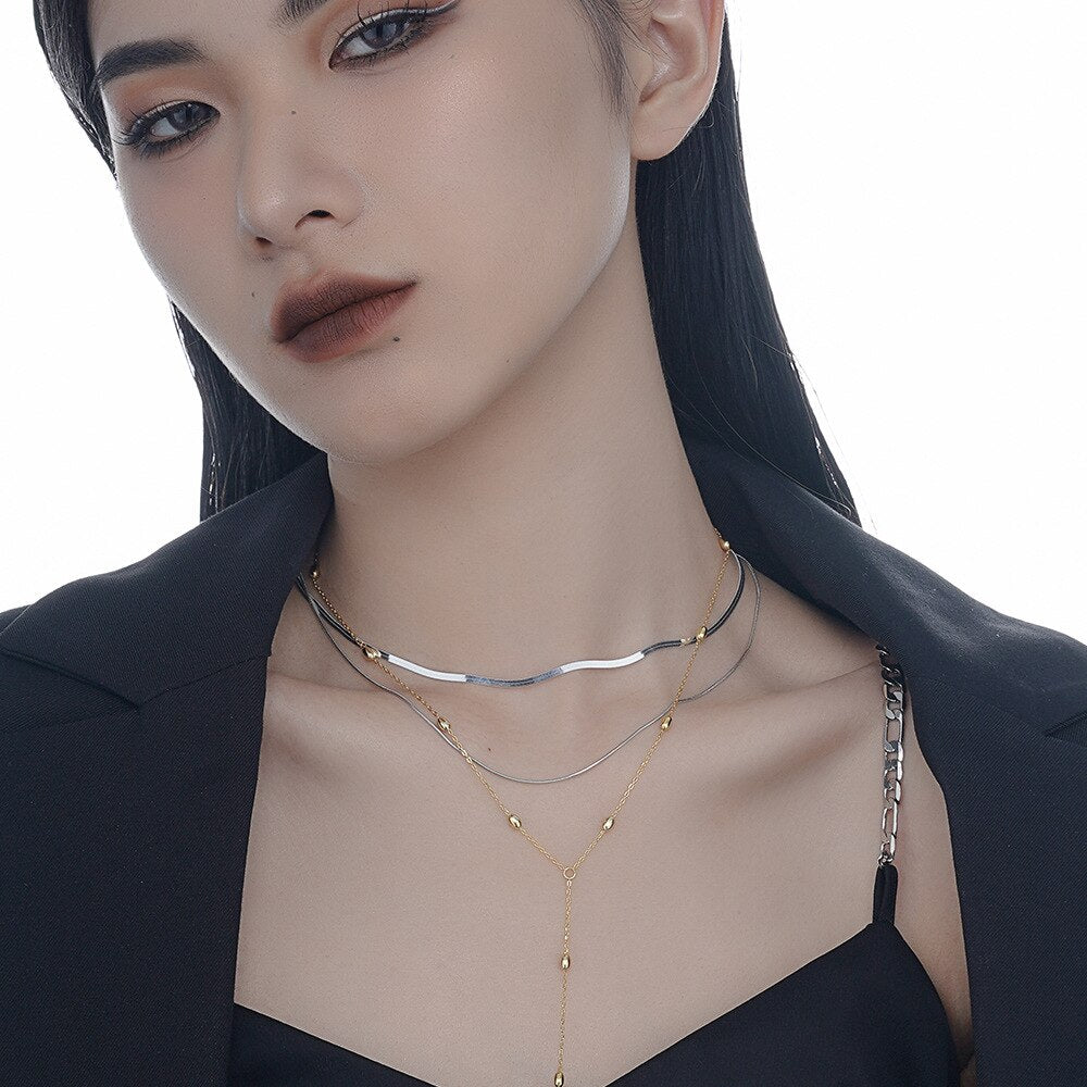 Flat Snake Chain Necklace N1038