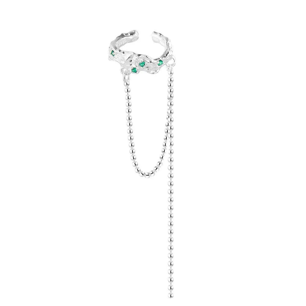 Green CZ Long Chain Earring E1130, 1 Piece