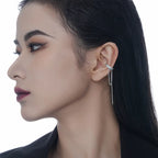 Green CZ Long Chain Earring E1130, 1 Piece