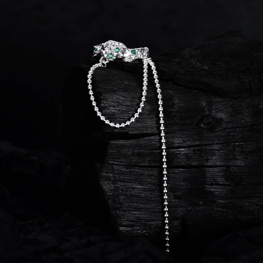 Green CZ Long Chain Earring E1130, 1 Piece