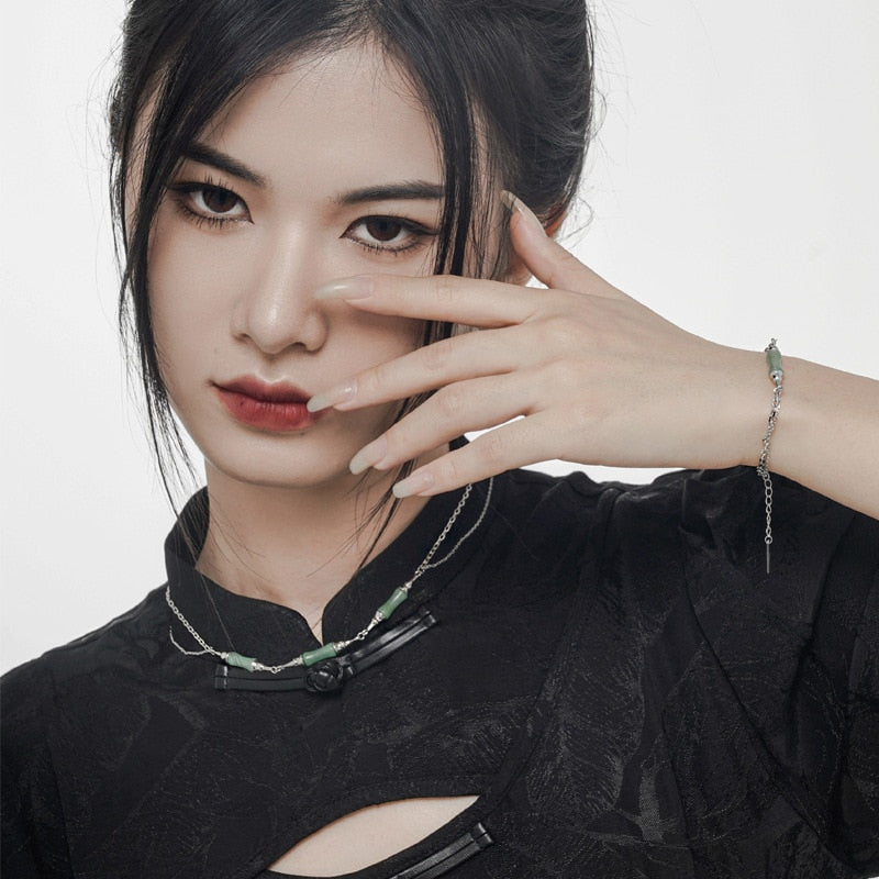 Jade Bamboo Multi Chains Bracelet B1017