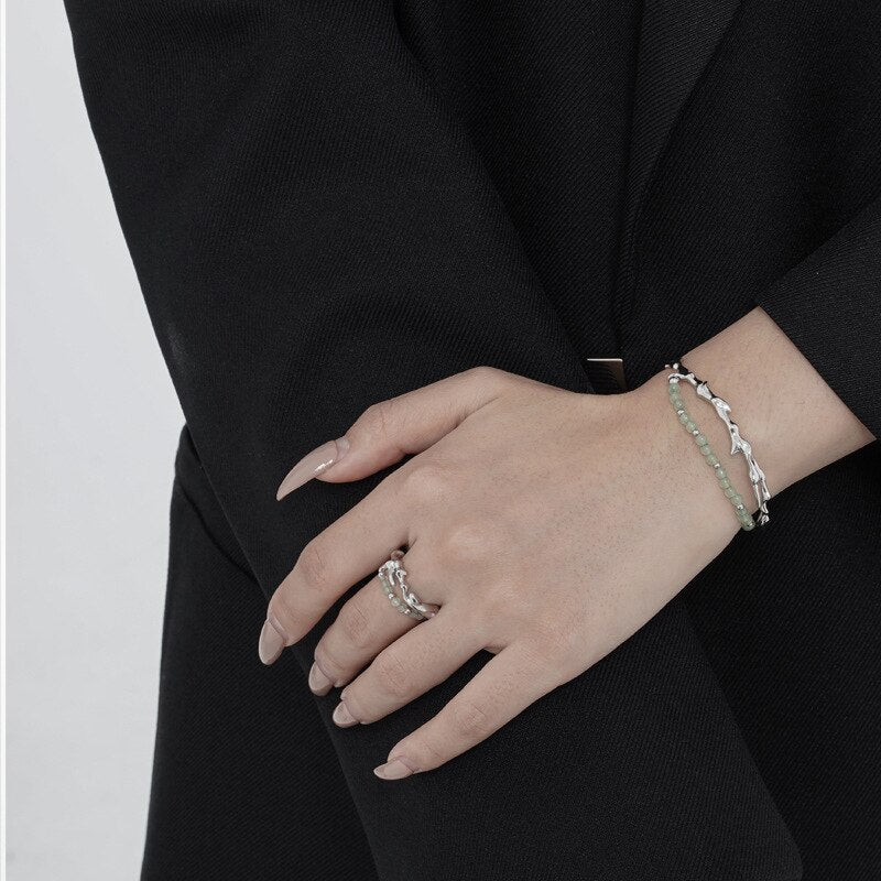 Jade Beads Irregular Bangle B1008