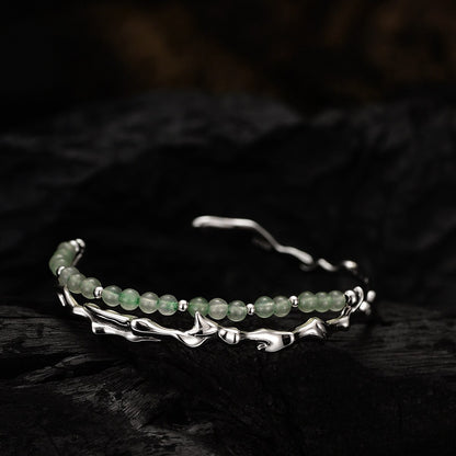 Jade Beads Irregular Bangle B1008