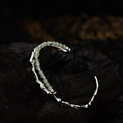 Jade Beads Irregular Bangle B1008