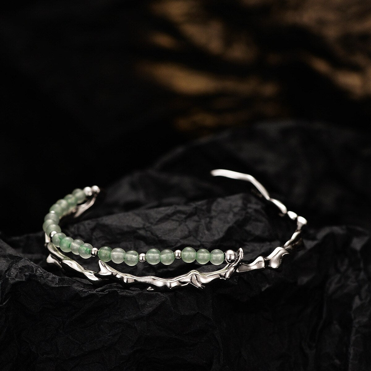 Jade Beads Irregular Bangle B1008