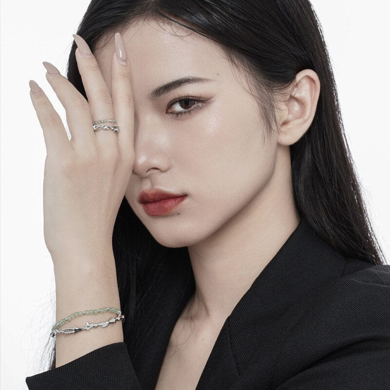 Jade Beads Irregular Bangle B1008