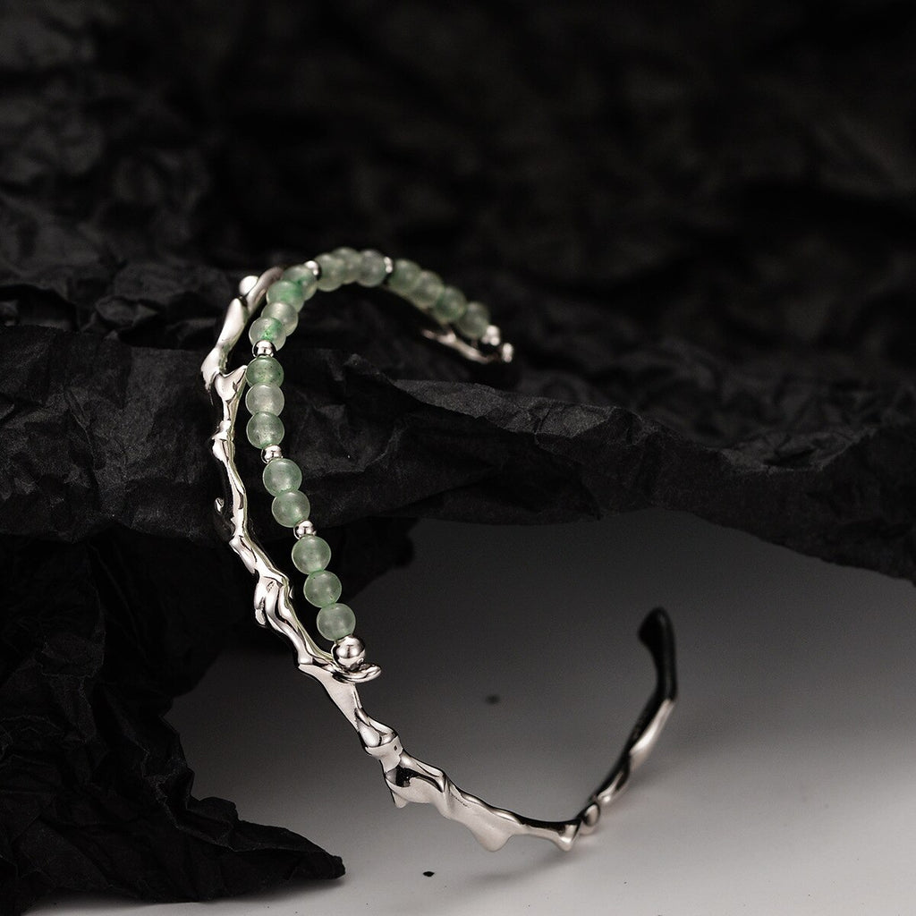 Jade Beads Irregular Bangle B1008