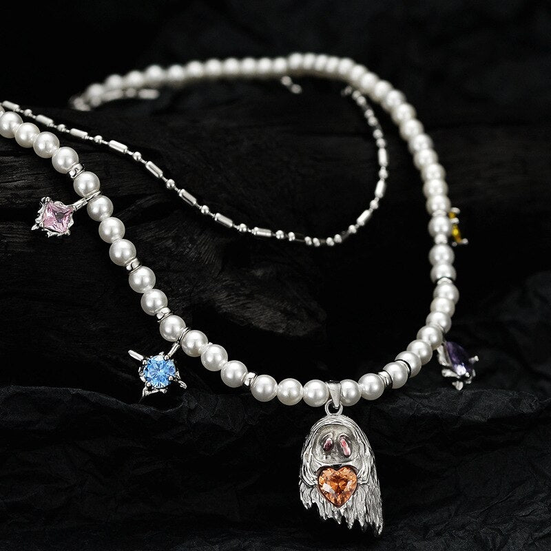 Halloween Spirit Pearl Witch Necklace N1009