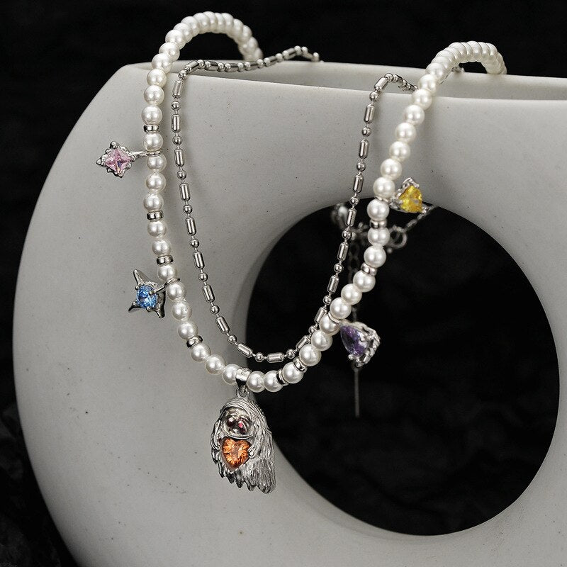 Halloween Spirit Pearl Witch Necklace N1009