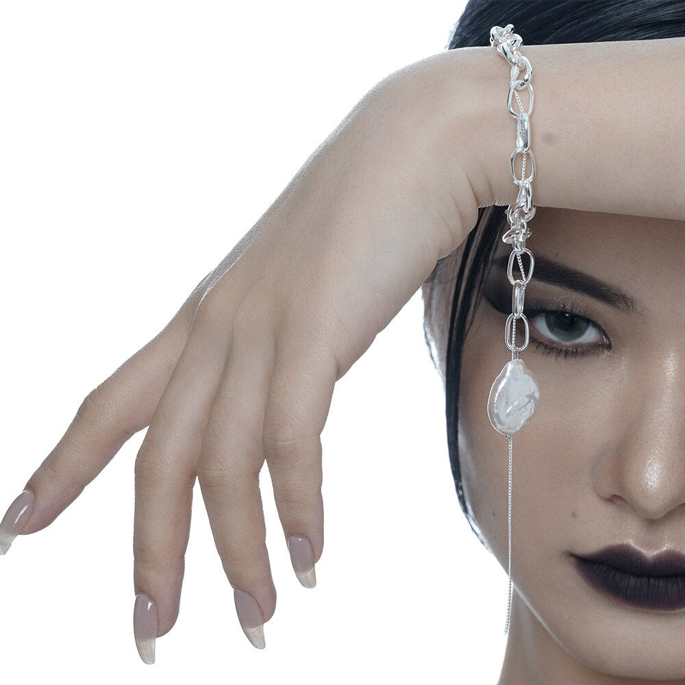 Baroque Pearl Cable Links Bracelet B1025