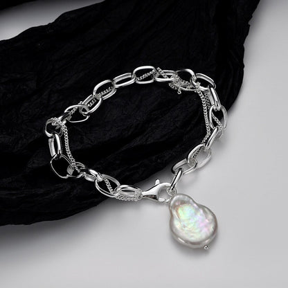 Baroque Pearl Cable Links Bracelet B1025