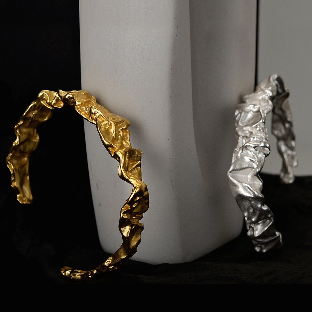 Crumpled Texture Open Bangle B1040