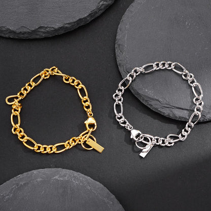 Figaro Chain Statement Bracelet B1043